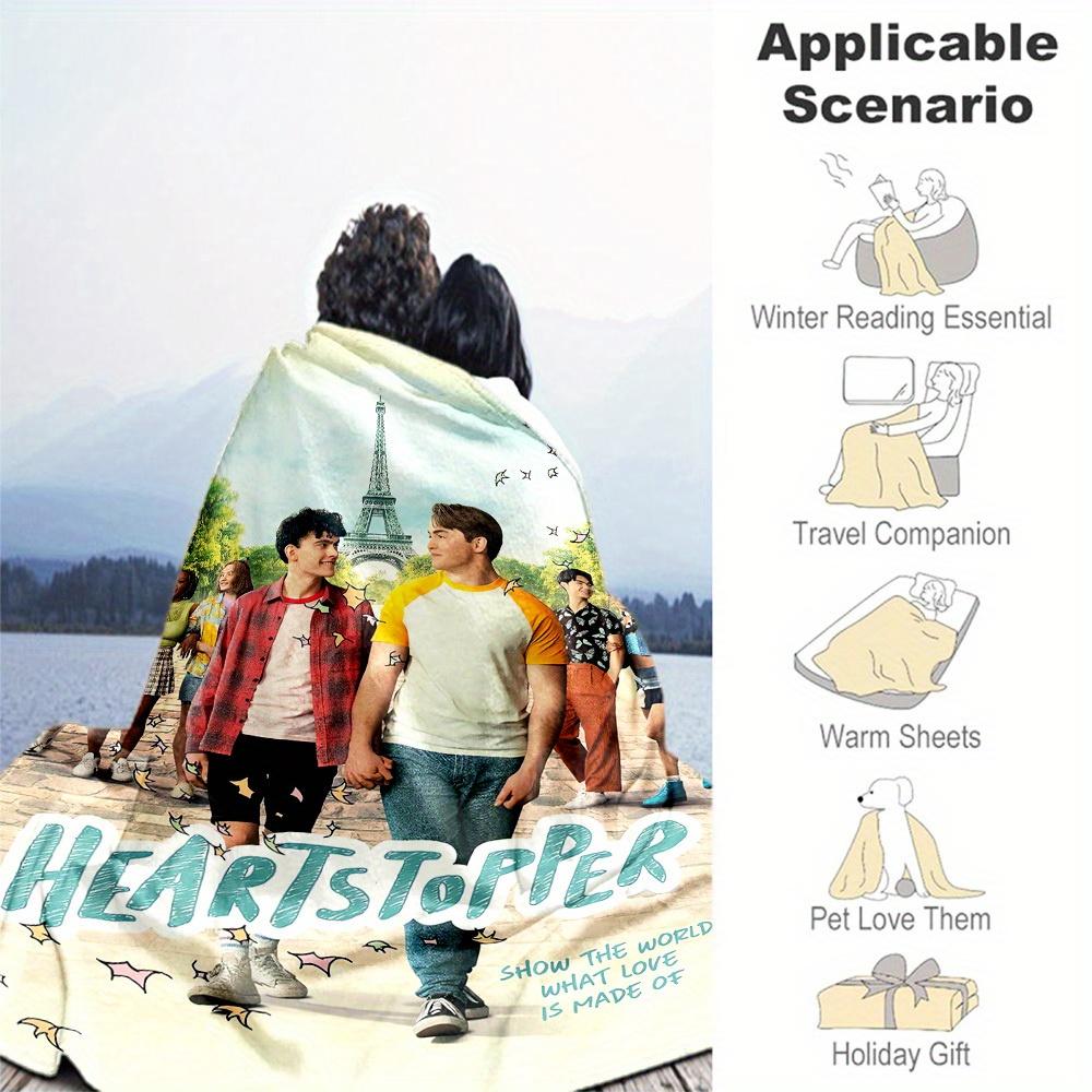 1pc Love Heartstopper Theme Design Flannel Blanket Soft Warm , All-Season Lightweight Throw for Camping Travel Bed, Gift for Christmas, -26