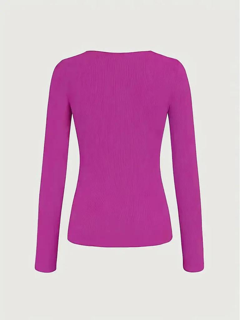 Elegant V-Neck Long-Sleeve Chain Women's Autumn/Winter Casual Top