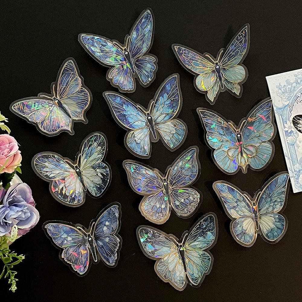 

Laser Hot Stamping Stickers Laser Hot Stamping 3d Butterfly Stickers Retro Butterfly Stickers Colorful Pet Butterfly Decoration небесно-голубой