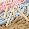 Beech Wood Crochet Hooks Small Knitting Needle 30mm 35mm Thick Knitting Needle for Weaving Bag Socks Yarn Crafts