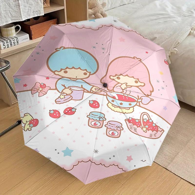 1PC strawberry jam little twin stars Umbrella-8-Rib Reinforced, Automatic Open, Lightweight & Durable, Cute Fashion Accessory for Outdoor-P75