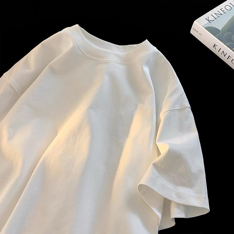 

Новинка 2025 года, футболка унисекс из плотного хлопка, с коротким рукавом, чисто-белая, в корейском уличном стиле S