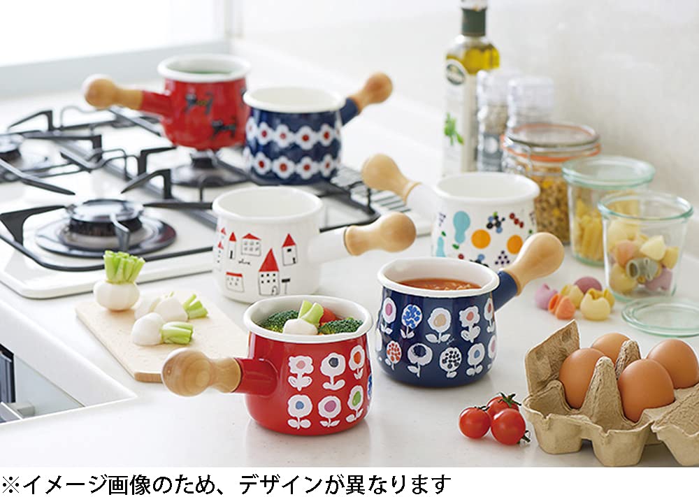 Tamahashi Mini Enamel Milk Pan, 550ml, for Gas Stoves Only, Made in Japan, Prune White, Mimikokomomo (TYJ-728)