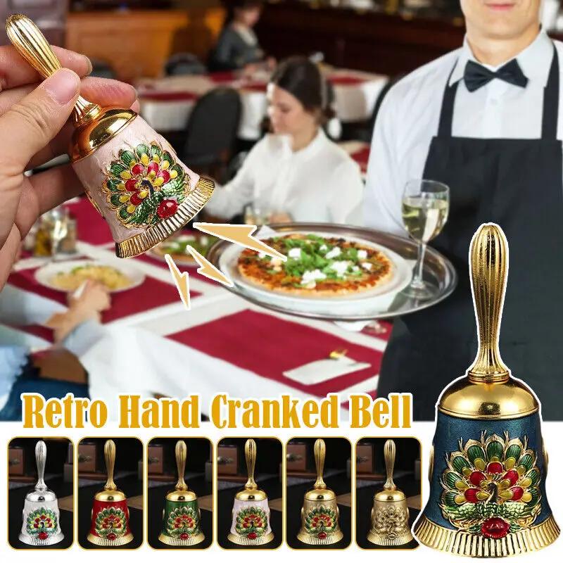 Hand Call Bell Retro Metal Dinner Hand Cranked Bell Altar Wicca Divination Pagan Wedding School Decor Christmas Tree Ornaments
