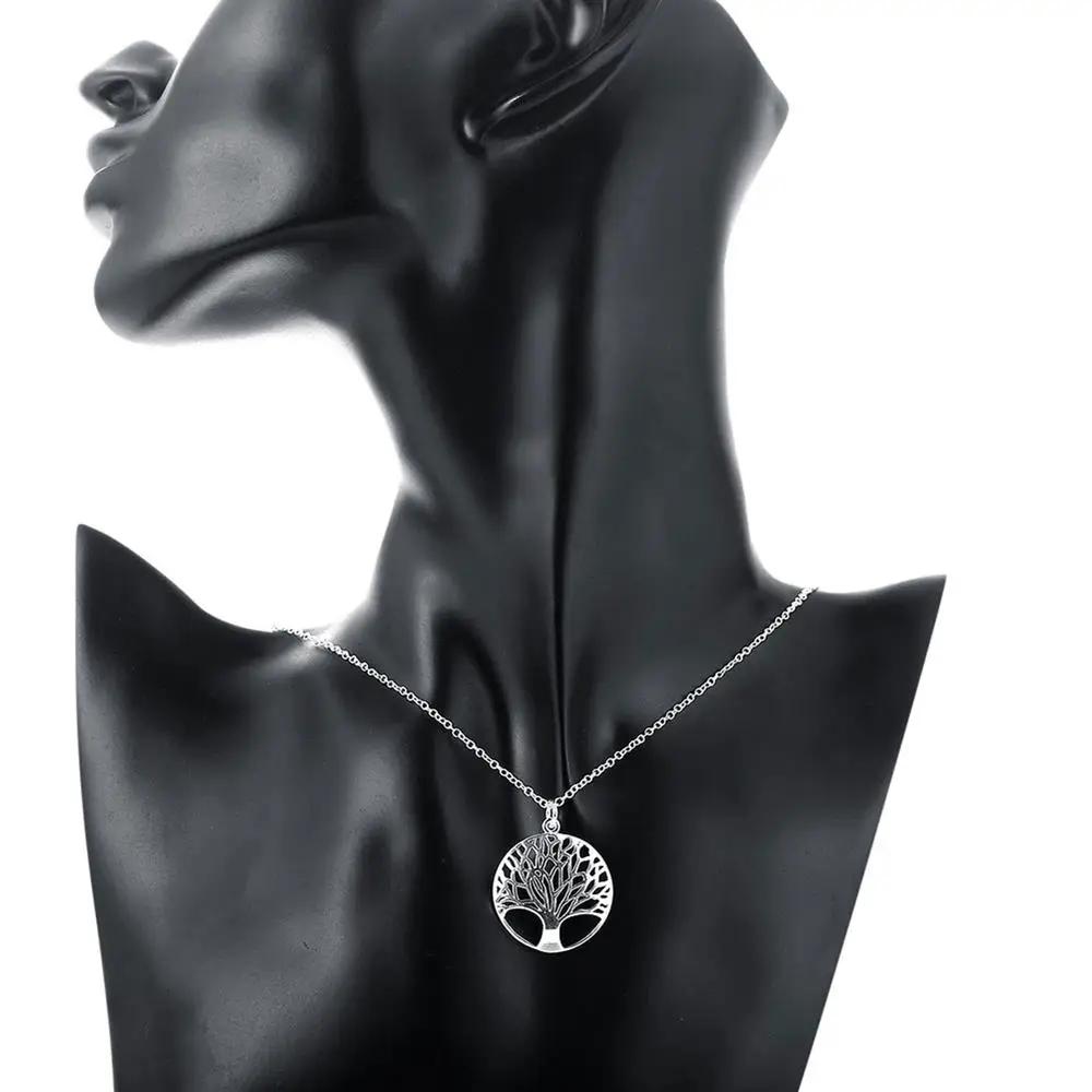 925 Sterling Silver Charm Round Tree Pendant Necklace For Women Luxury Fashion Party Wedding Accessories Jewelry Christmas Gifts