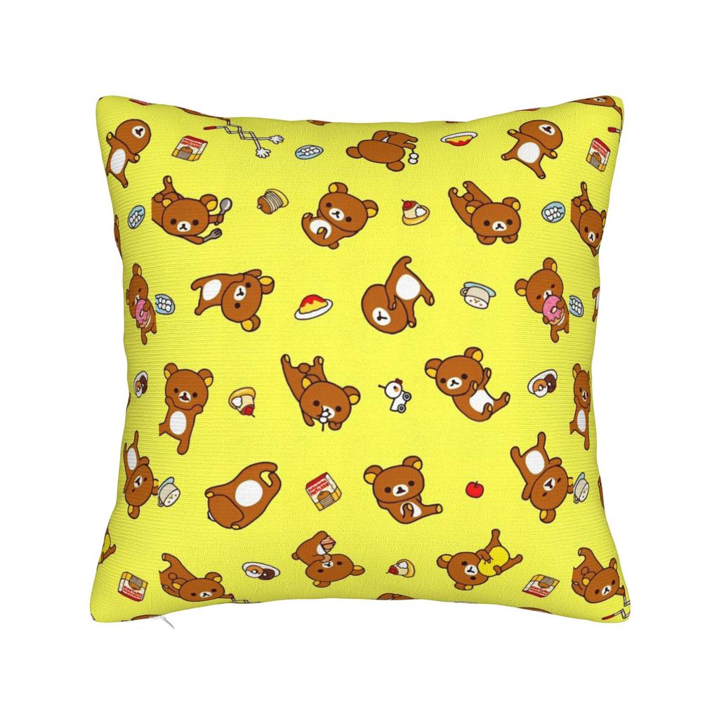 Rilakkumas Cartoon Square Pillow Covers Polyester Home Cushion Cover Funny Decorative Throw Pillow Case 4040