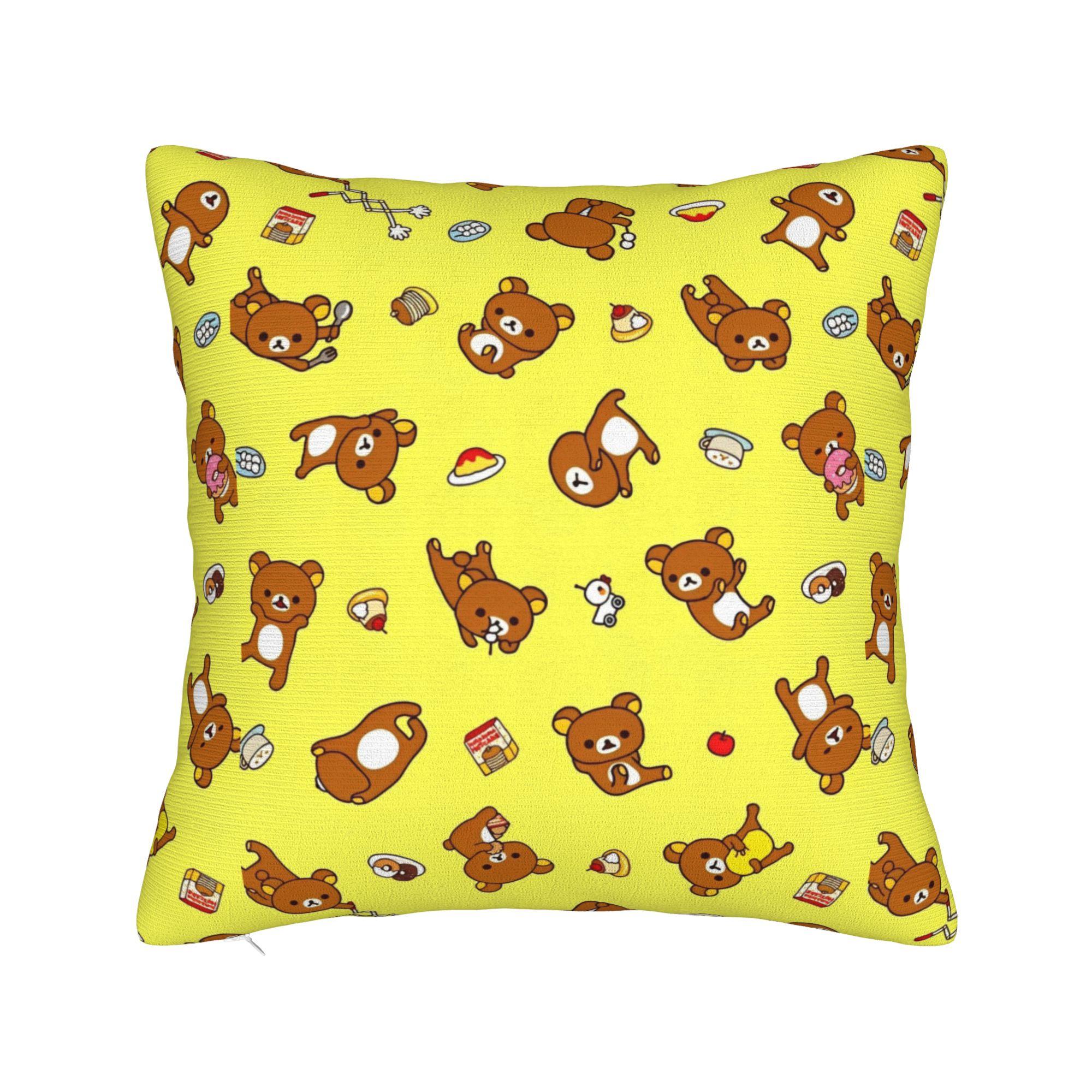 

Pink Rilakkumas Cartoon Square Pillow Covers Polyester Car Cushion Case Creative Decor Pillow Cover 4545 30x30cm 12x12in