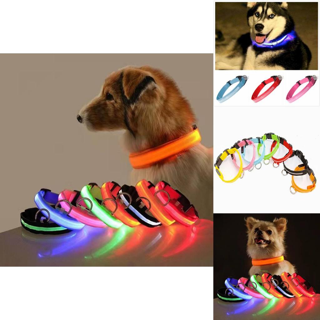 Adjustable Size Usb Rechargeable Led Pet Collar For Cats And Dogs Nylon Material