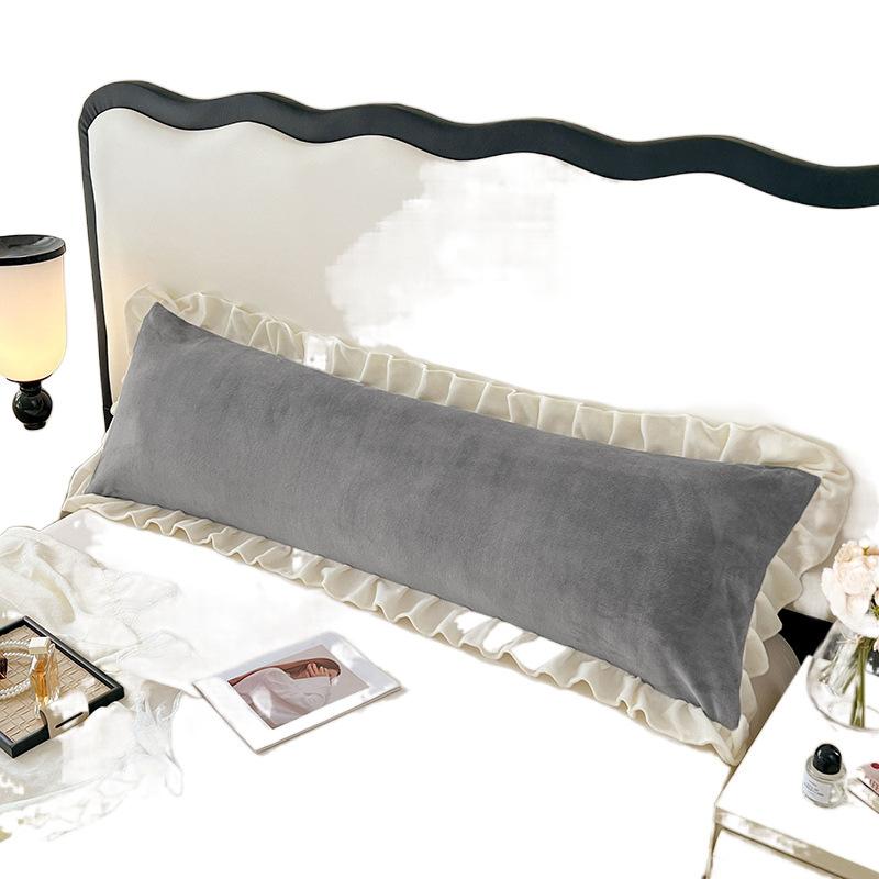1pcs Milk Flannel Couple Double Pillowcase Gorgeous Laced Pillow Cover Overlength Home Bedroom Decoration Pillow Case