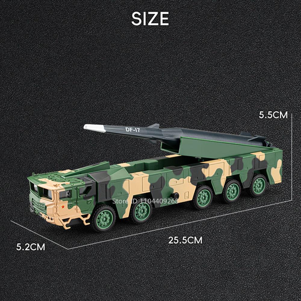1/50 DF-17 Raketenstart Spielzeugmodellauto Druckguss Metall Sound Licht Simulation Militärische Miniaturmodelle Sammlung Geschenke