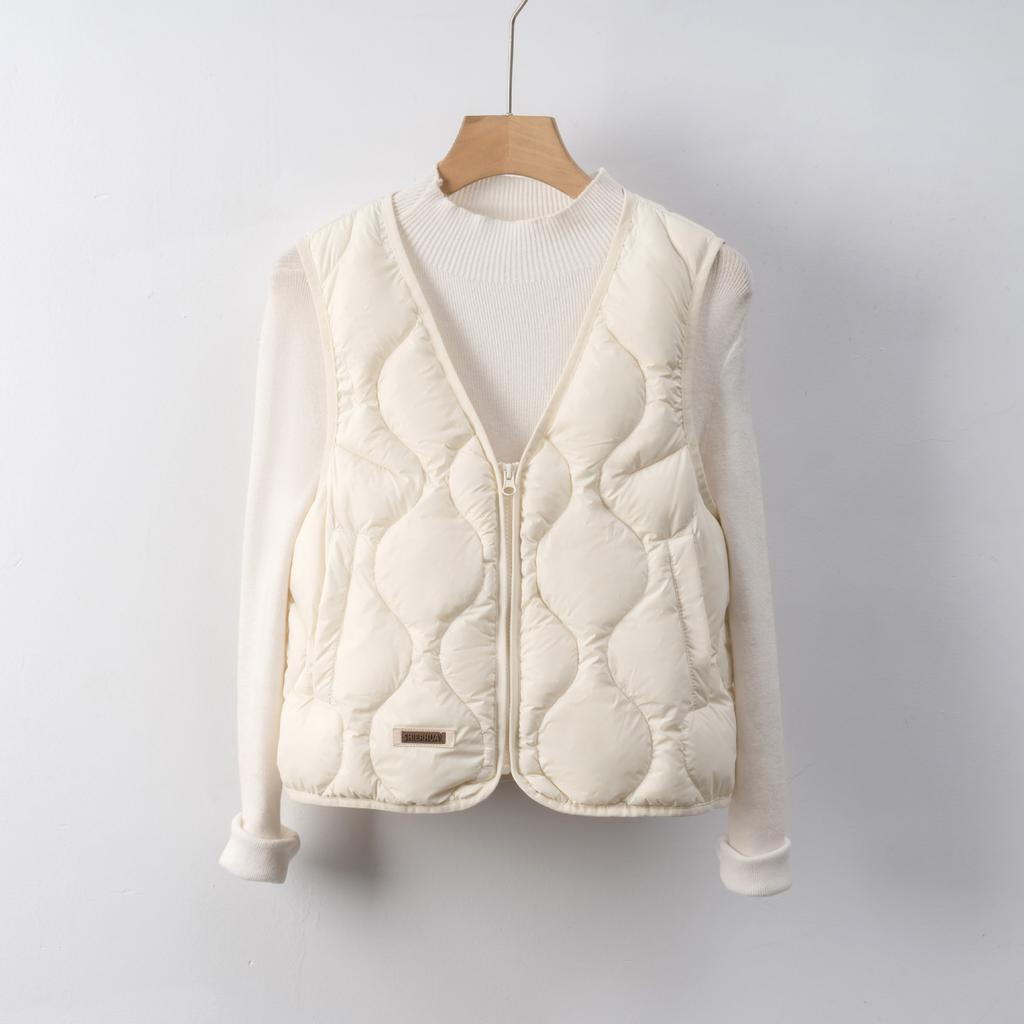 Down Liner New National Standard 90 Down Kamizelka puchowa damska Jesień i zima Nowa, cienka i wąska, dekolt w serek Lekka i cienka