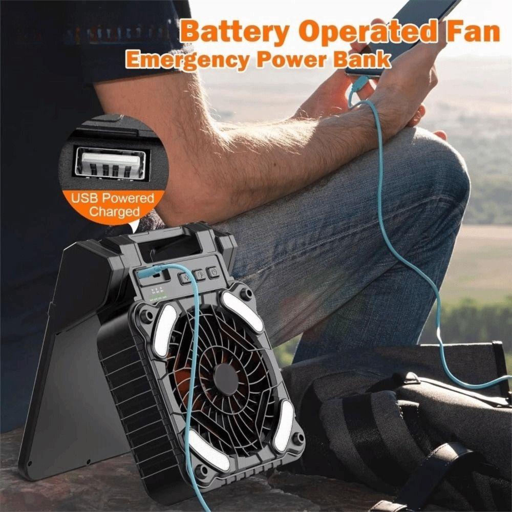 90° Folding Camping Fan with LED Light Folding Design Portable Tent Fan  Picnic Trip
