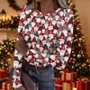 Women's Casual Christmas Print Long Sleeve Top for Holiday Party and Everyday Wear