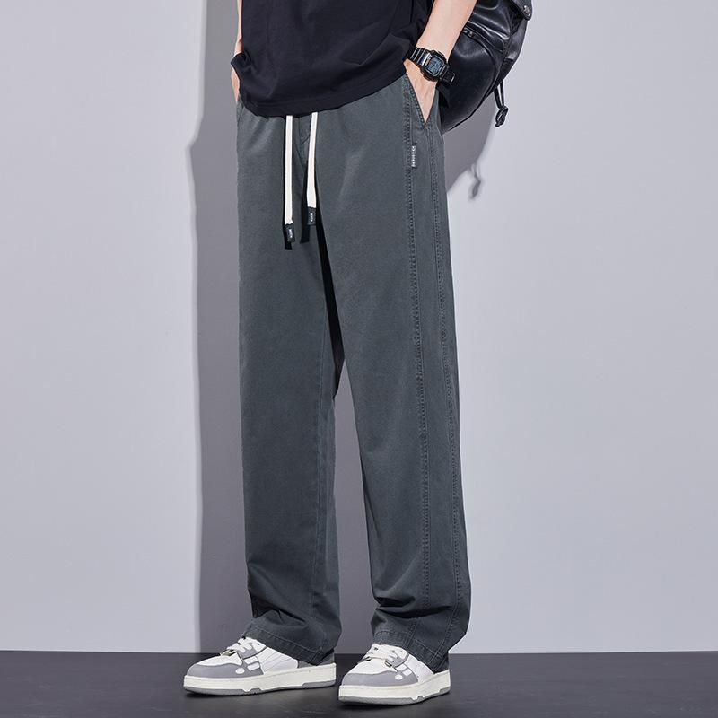 Pure cotton casual pants men's spring and autumn loose straight wide-leg pants American trendy brand new tooling trousers