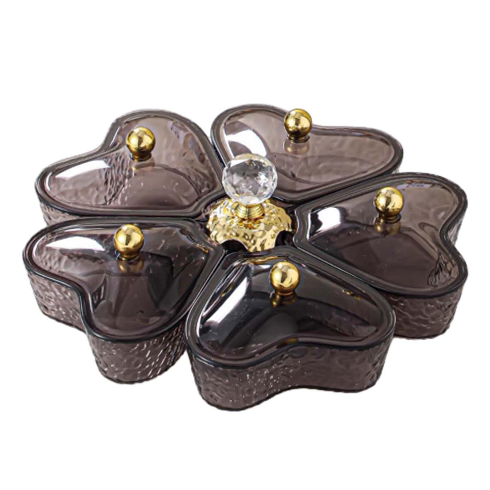 Serving Tray Multifunctional Rotating Snack Platter Fruit Plate Organizer for Fruit Nuts Cakes Chocolates Indoor Outdoor marrone