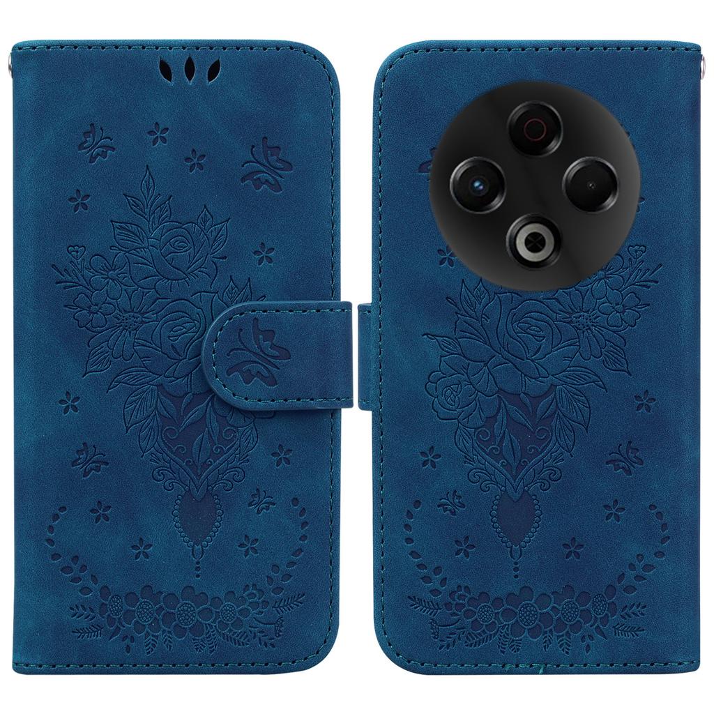 For TECNO Spark 30 4G Case Butterfly Flower Imprint PU Leather Wallet Phone Cover with Strap