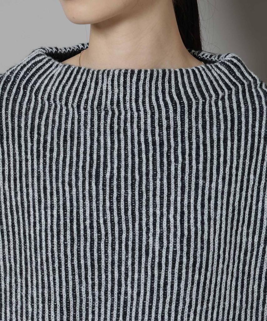 Nano Universe Shadow Stripe Knit Size Size Pullover, Women's, F, 110, Blue, 673-5222303