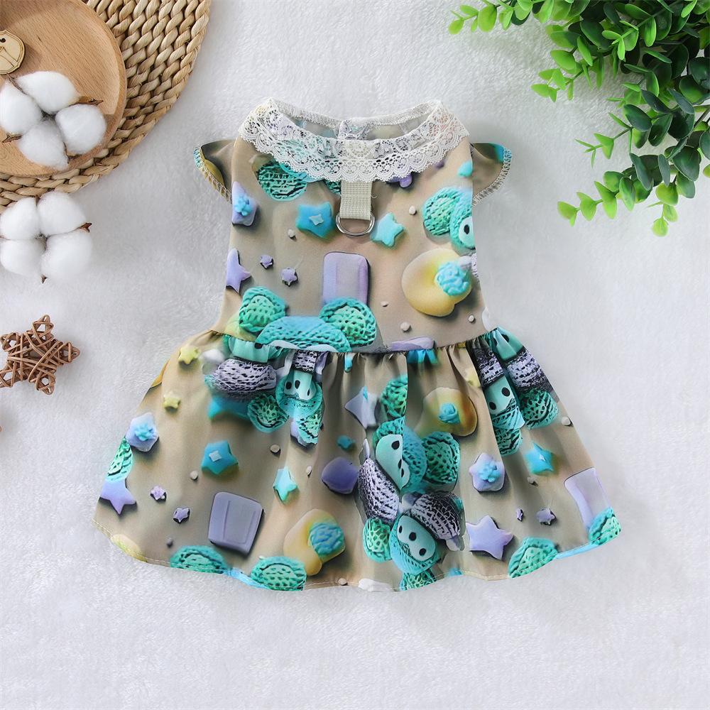 

Newest 3D Print Puppy Dog Dress with Buckle Summer Pet Dresses for Small Medium Dogs Pomeranian Chihuahua Skirt mascotas Clothes XS-advise 0.5-1.5kg