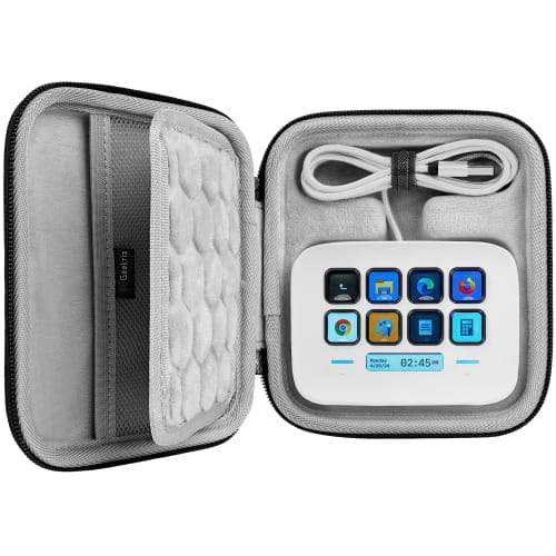 Geekria Programmable Keyboard Carrying Case Compatible with Elgato Stream Deck Neo, Hard Shell Protective Cover and Travel Bag (Dark Gray)