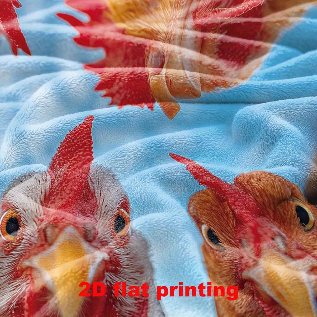 Chicken Print Throw Blanket Quirky Farm Animal Cozy Sofa Bed Camping Office Travel Blanket Gift Machine Washable