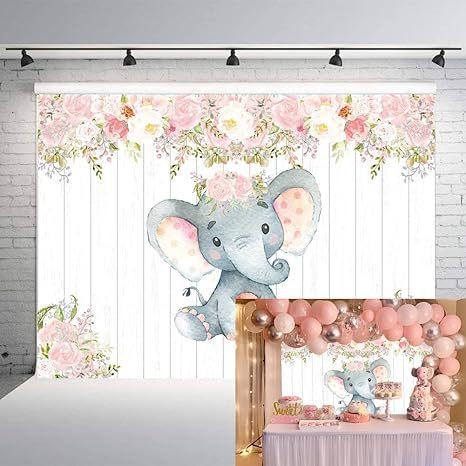 Baby Blue Elephant Birthday Party Photography Background Baby Bath Boy Banner
