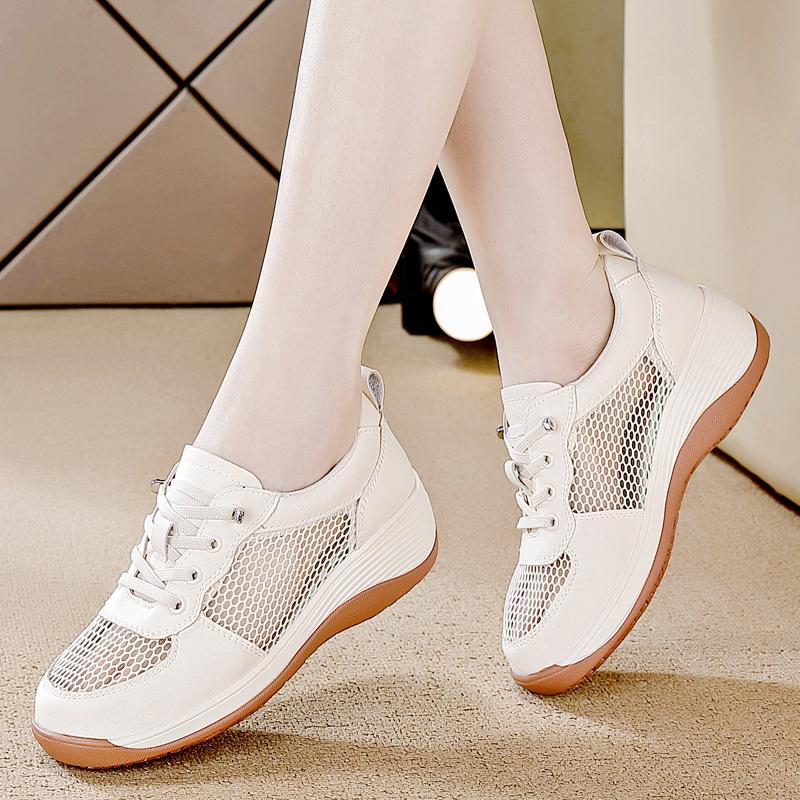 

Women s Sneakers Mesh 2026 New Summer mom Shoes For Women Large Size Flat Female Shoes 35 бежевый