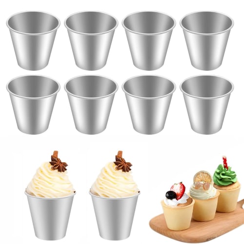 AUTAKI Aluminum Pudding Molds (Set of 10) 7cm Pudding Molds, Jelly Molds, Pudding Cups, Baking Supplies, Cake Molds, Heat-Resistant, Reusable, DIY Bak
