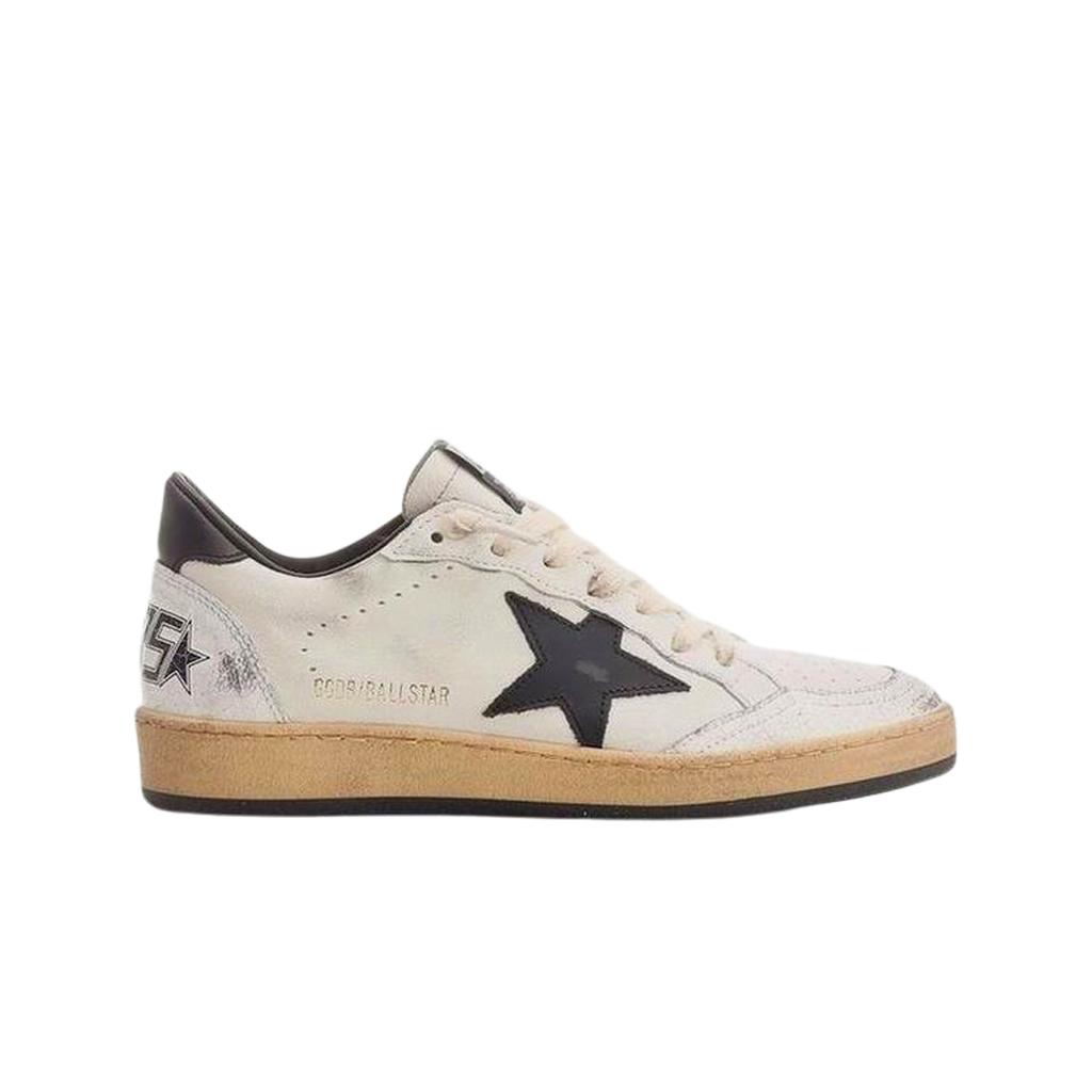 (w) Golden Goose Ball Star In Nappa With Black Star And Black Heel Tab