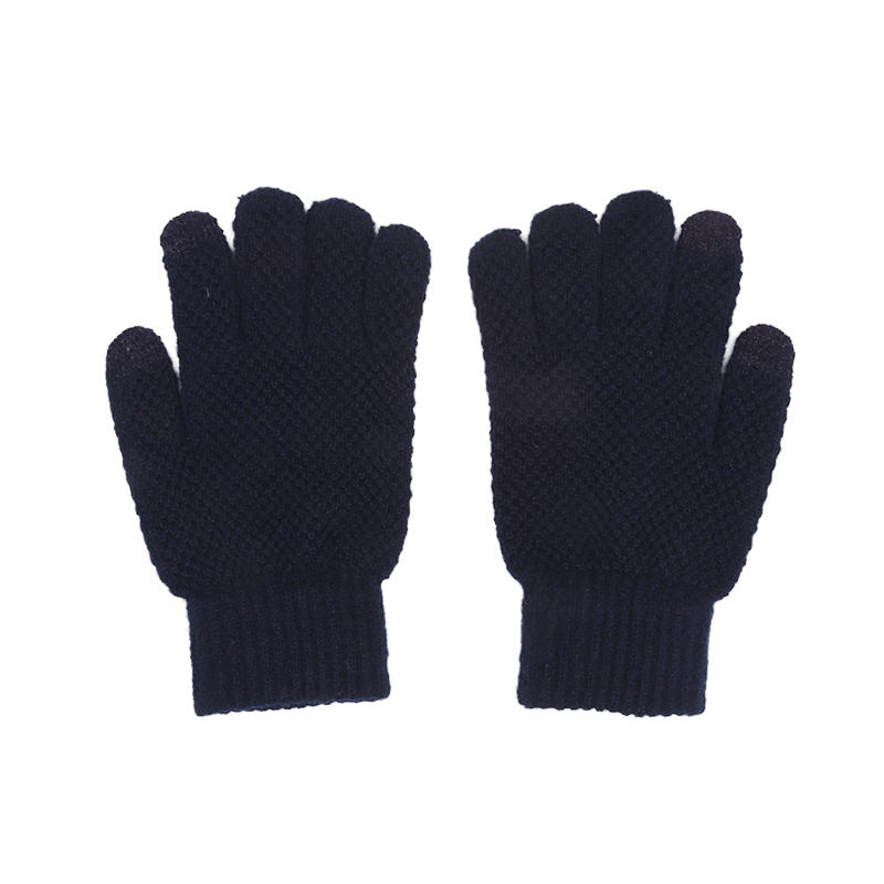 Men Winter Oversized Touch Screen Knitted Gloves Thick Plush Jacquard Windproof Warm Full Finger Thermal Mittens