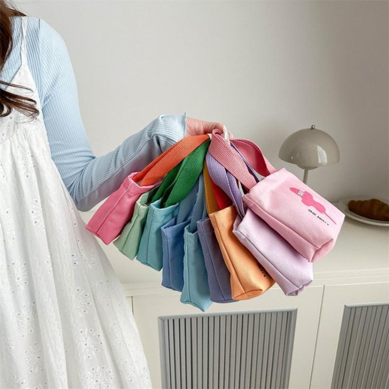 Canvas-Tasche Koreanischer Stil Kleine Taschen Damen-Handtasche Mini-Hand-Snack-Tasche Lunchtasche