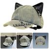 2000s Ripped Baseball Hat Breathable Adjustable Punk 3D Cats Ear Dancing Hat For Women Everyday and Music Festival Wear