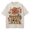 Cotton Vintage Washed Osaka Dotonbori Drunken Octopus T Shirt Hot Fashion Men Takoyaki Oversize Loose Acid Wash Tees Shirts