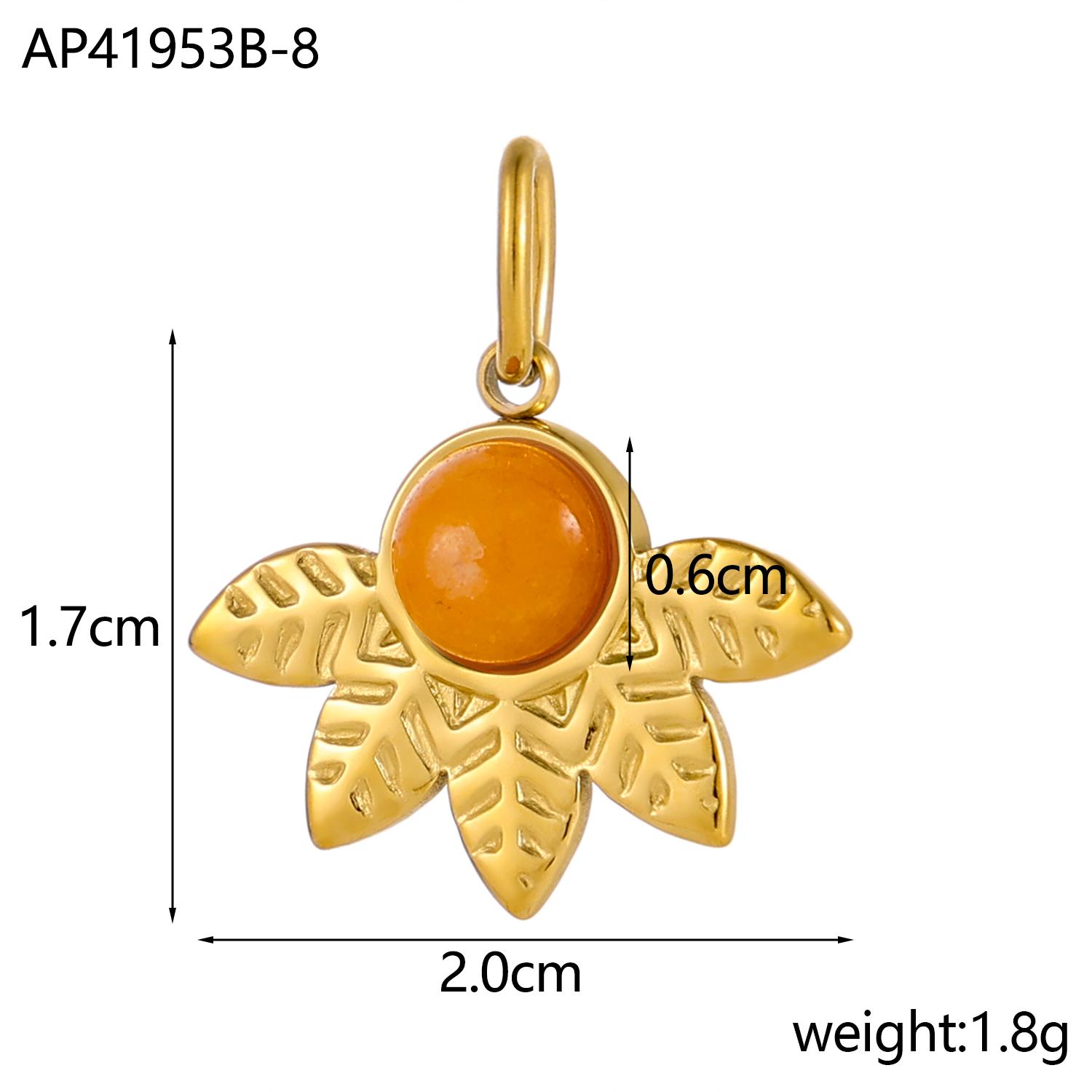 CARLIDANA Bohemian Leaf-shape Natural Stone Round Faceted Pendant Gold Color Stainless Steel Colorful Stone Charms DIY Jewelry