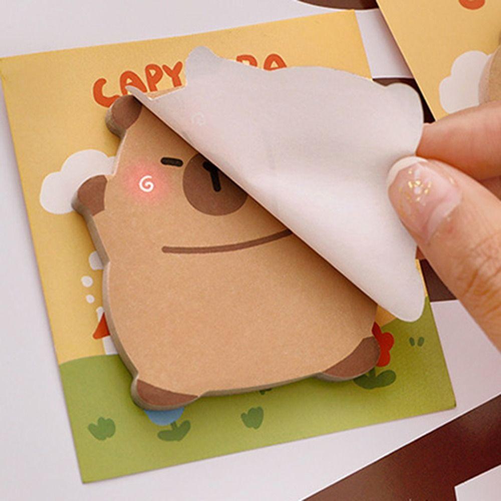 4 Pcs/Bag Durable N Times Sticky Notes Kawaii Message Paper Capybara Memo Pad  Students