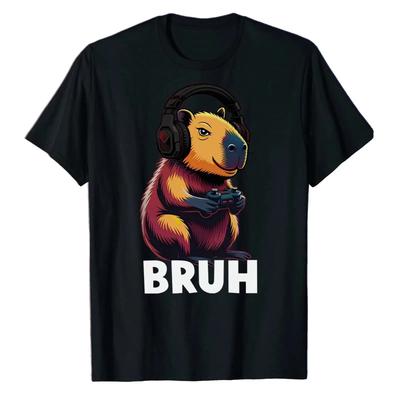 Bruh Video Games Capybara T Shirt Jungen Männer Lustig Gaming Retro Vintage  Homme Graphic Breathable Soft Stylish