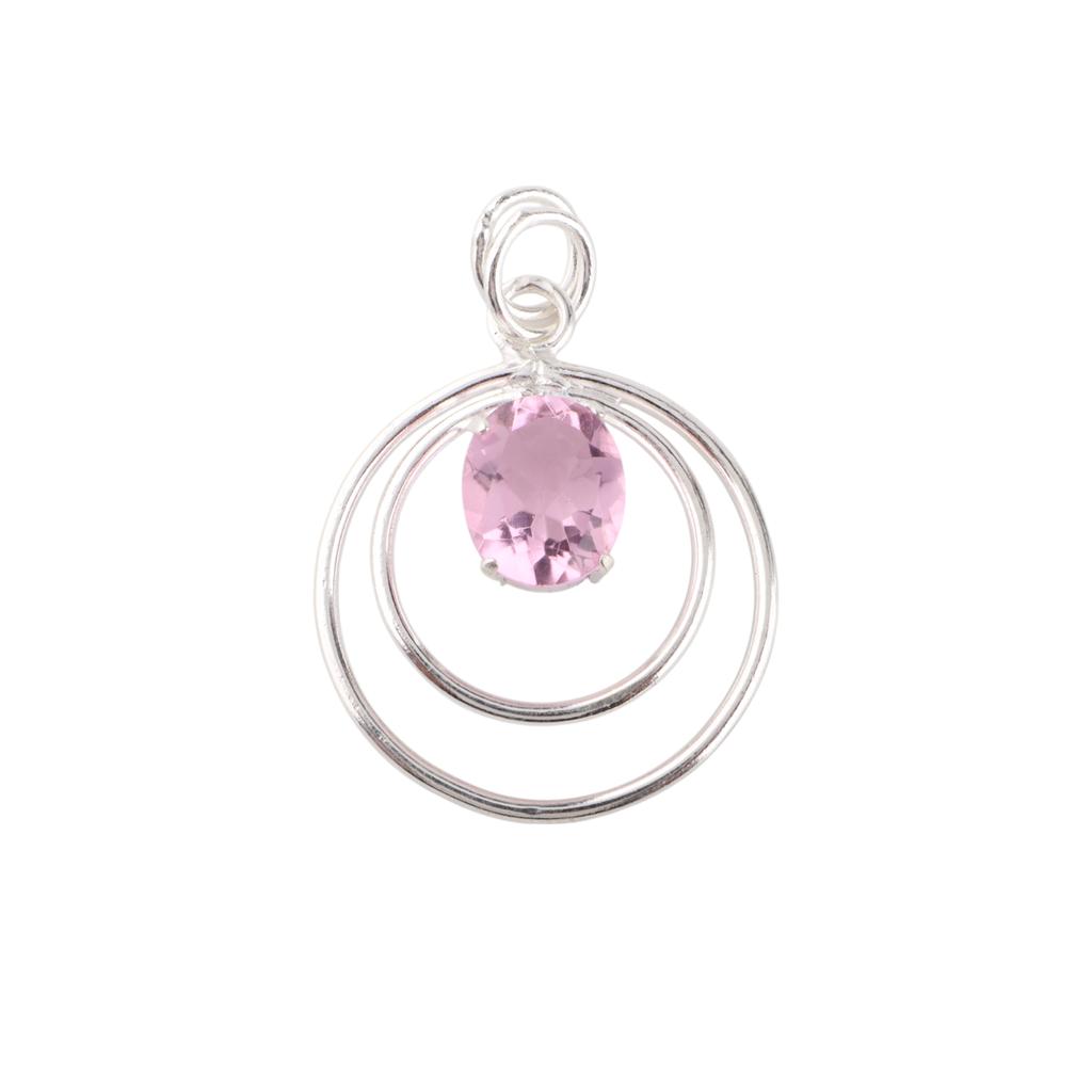 Morganit Ädelsten 925 Sterling Silver Handgjorda Smycken Bröllopspresent Hänge 1,65" PP-61-14