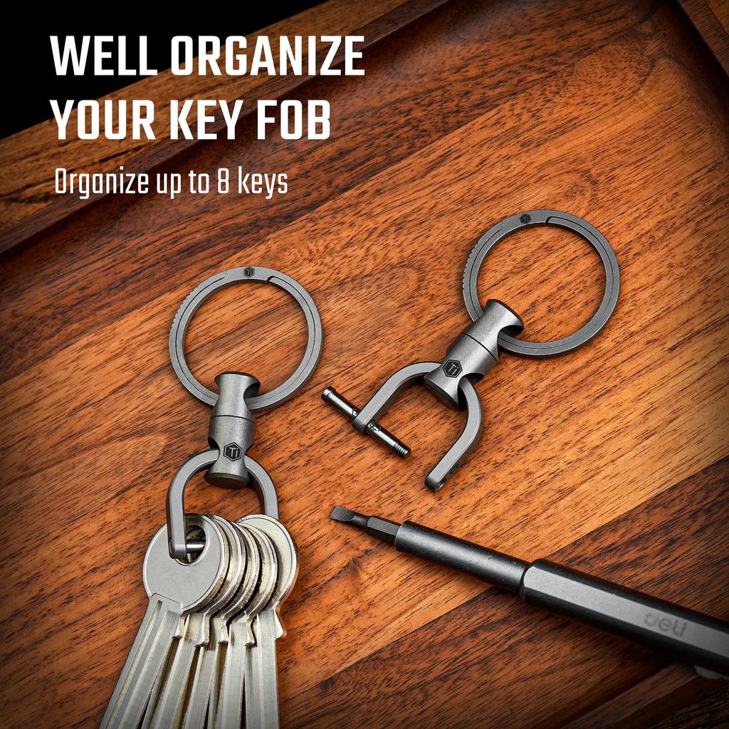 KeyUnity KA15 Titanium Key Ring, Connector, 360 Degree Rotation, Titanium Car Key Holder, Men's