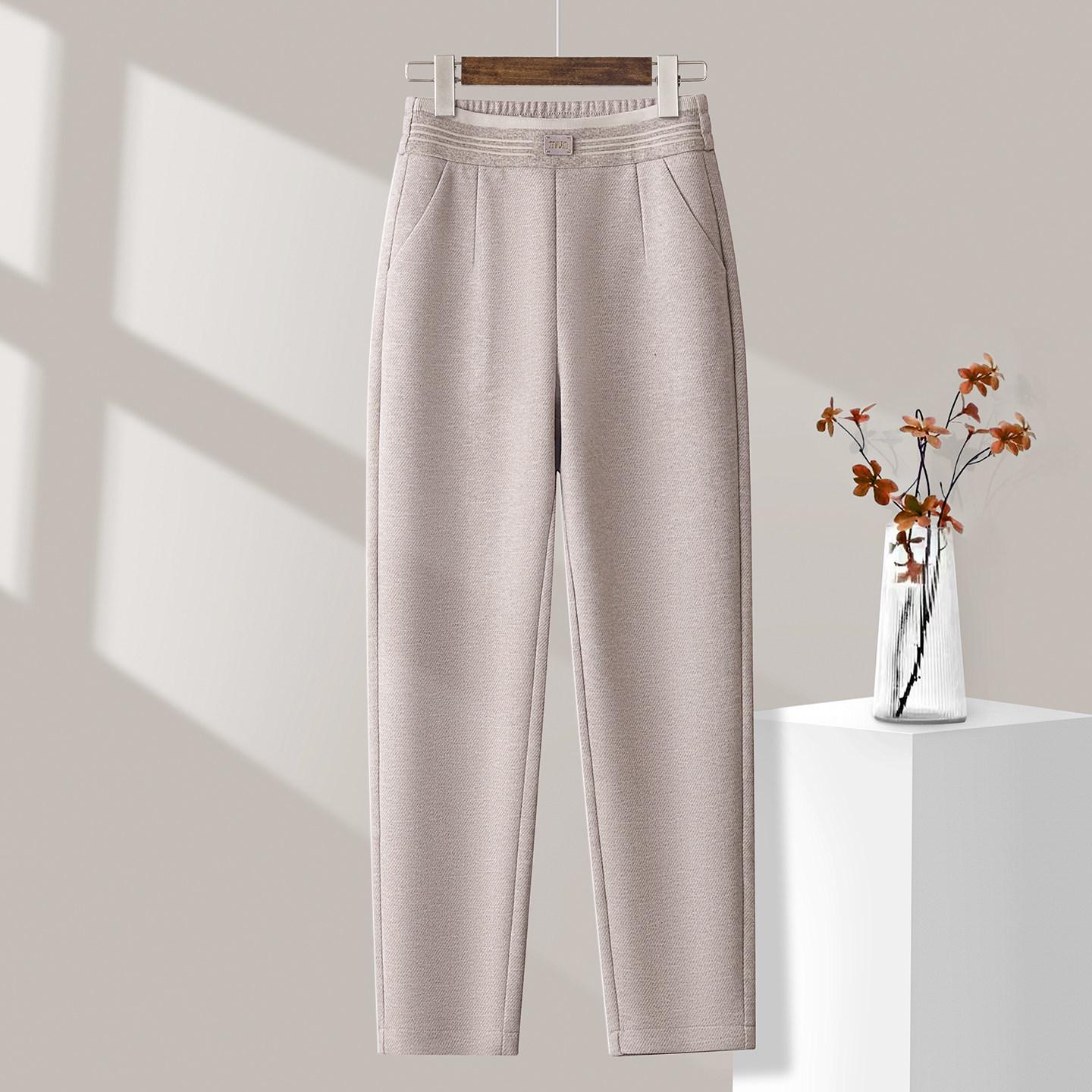Women s High-Waisted Fleece-Lined Woolen Cigarette Pants - Slimming, Versatile, Petite Fit for Winter 2025 29