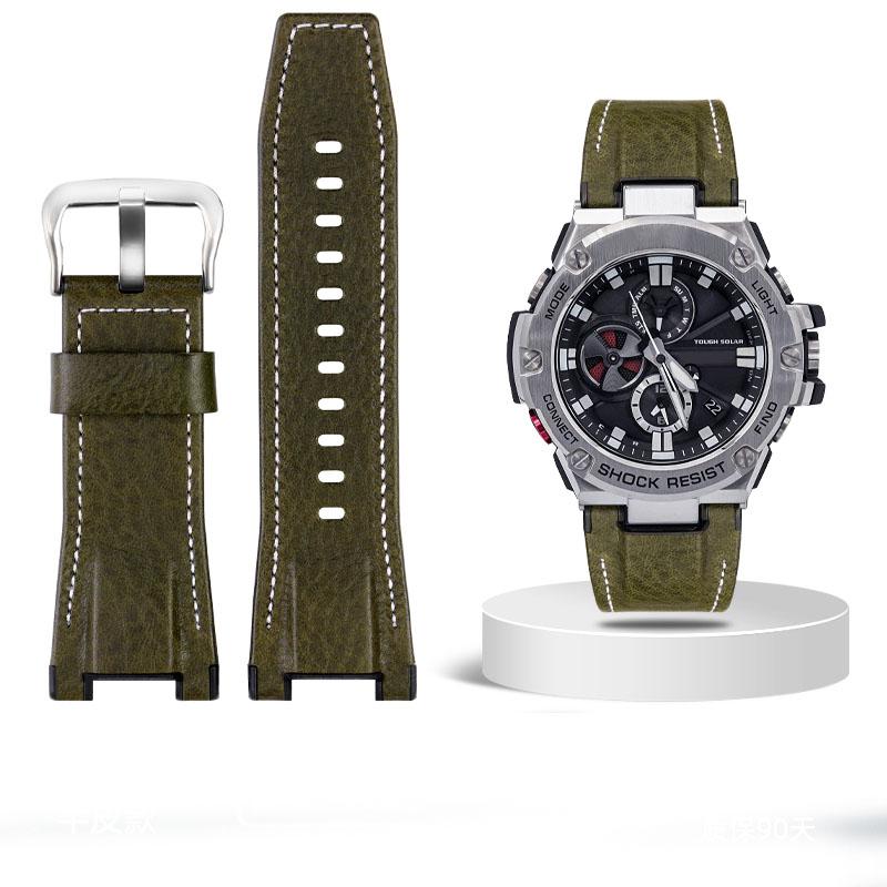 Pro hodinky Casio GST-S100G S110 S130L W100G W110 210B 400G Řemínek na hodinky plátěný Náramek 26*14mm Pánský měkká kůže Hovězí kůže Kožený řemínek na hodinky