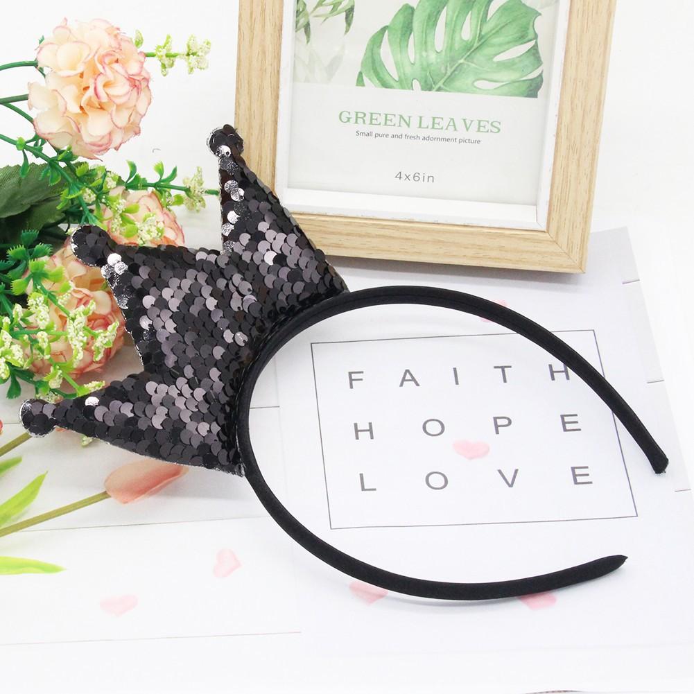 Crown Headband Sequins Hair Bands Women Girls Hair Accessories for Birthday Party Favors Hair Decoration Supplies