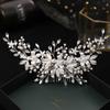  Pettine per Capelli con Perle di Cristallo Fermaglio per Capelli per Donne Fascia con Fiore e Foglia di Strass Diadema Accessori per Capelli da Sposa Gioielli Pettine Fermagli