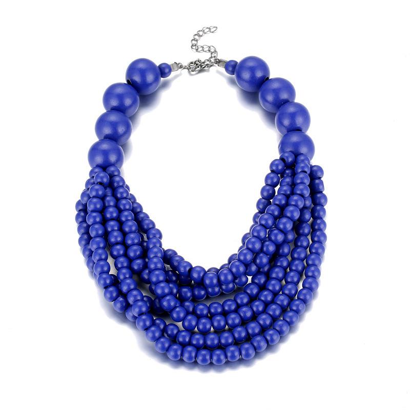 Afrykański Styl Bohemski Wielowarstwowy Drewniany Ręcznie Robiony Naszyjnik Bib z Koralików dla Kobiet Letnia Biżuteria Akcesoria Czoker