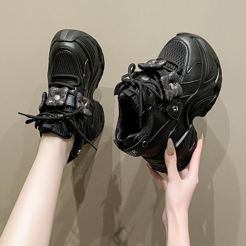 Нові Жіночі Осінні Спортивні Татові Кросівки Високі Масивні Повсякденні Кросівки Товста Підошва Сітчасті Кросівки Жіночі 10СМ На Шнурівці Платформа Кросівки
