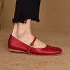 Krazing Pot Kuhleder Mode Frühling Herbst Schönheit Flach mit Damen Square Toe Schuhe Mary Janes Flache Ballerinas
