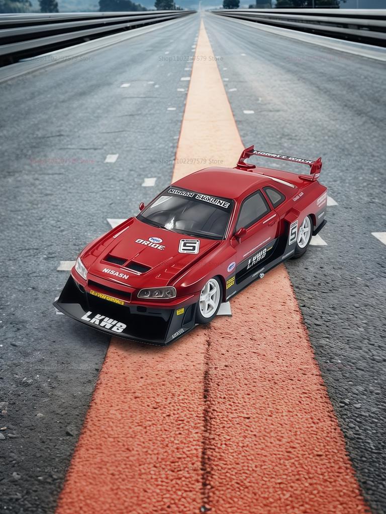 1/24 Nissan GTR R34 Technical Modified Alloy Car Model with Sound Light Features Kids Toy Collectible Gift Sports Car Decor Holiday Gift