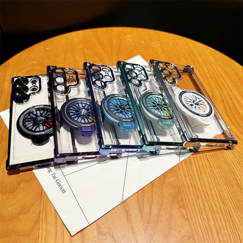 Applicable to Samsung S25Ultra decompression mobile phone case electroplating four corners anti-drop S23 + fingertip gyro magnetic suction bracket ca