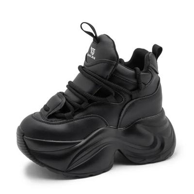 Mode 8CM Rindsleder Damen Fest Ergonomisch Damen Plateau Keilabsatz Lässige Stiefeletten Klobige Sneaker Herbst Frühling Schuhe 2025