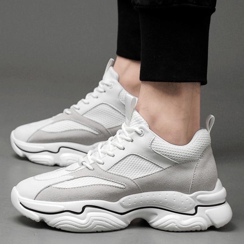Men's Invisible Height Increasing Running Shoes - Thick Sole, Low-Top Mesh, Casual Dad Shoes for Spring