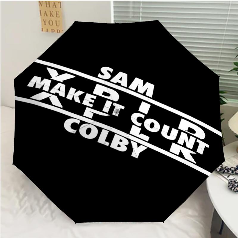Sam and Colby Print Automatic Umbrella, 8 Rib Iron Frame, Plastic Handle, Suitable for Outdoor Travel &Daily , Ideal Gift