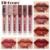 6 Farben Wasserdichter flüssiger Lippenstift, matt, samtig, Ton-Textur, Lipgloss, Bohemian-Stil, Erdbraun, langanhaltendes Antihaft-Cup-Makeup